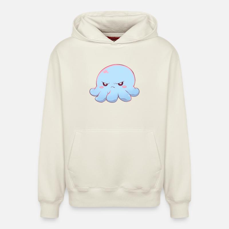Blue grumpy octopus - Relaxed Unisex Organic Hoodie – von SPREAD - Naturweiß