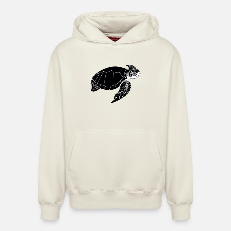 Tortue Noir & Blanc - Sweat à capuche unisexe décontracté en coton biologique – de SPREAD - blanc cassé