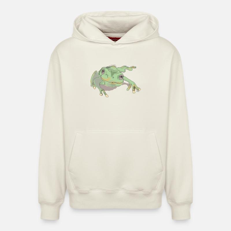 FROGGIE - Sweat à capuche unisexe décontracté en coton biologique – de SPREAD - blanc cassé