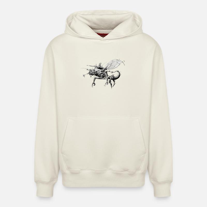 Insecte robot - Sweat à capuche unisexe décontracté en coton biologique – de SPREAD - blanc cassé