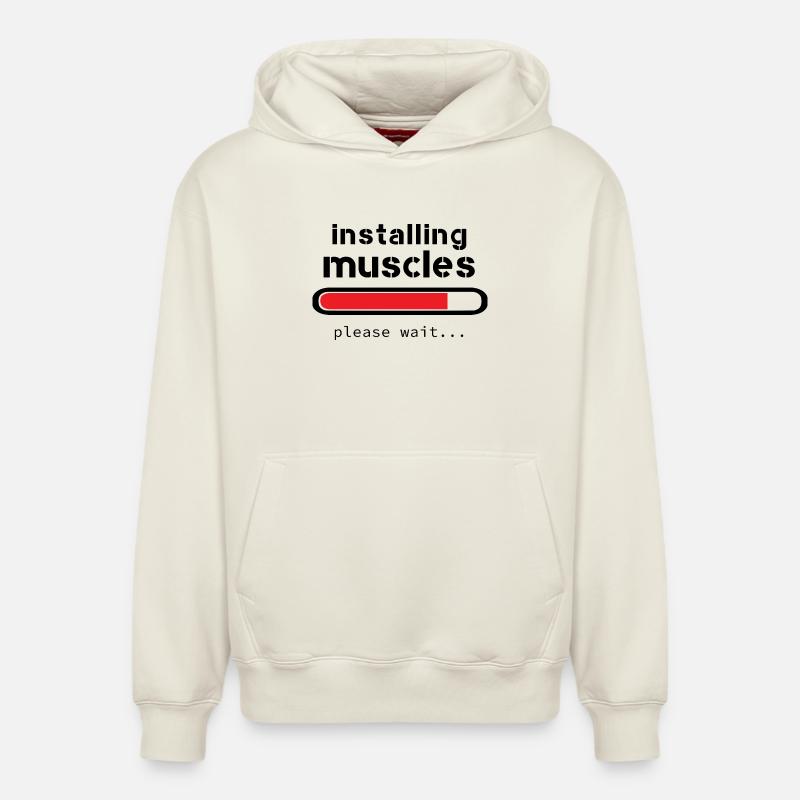 installing muscles - Sweat à capuche unisexe décontracté en coton biologique – de SPREAD - blanc cassé