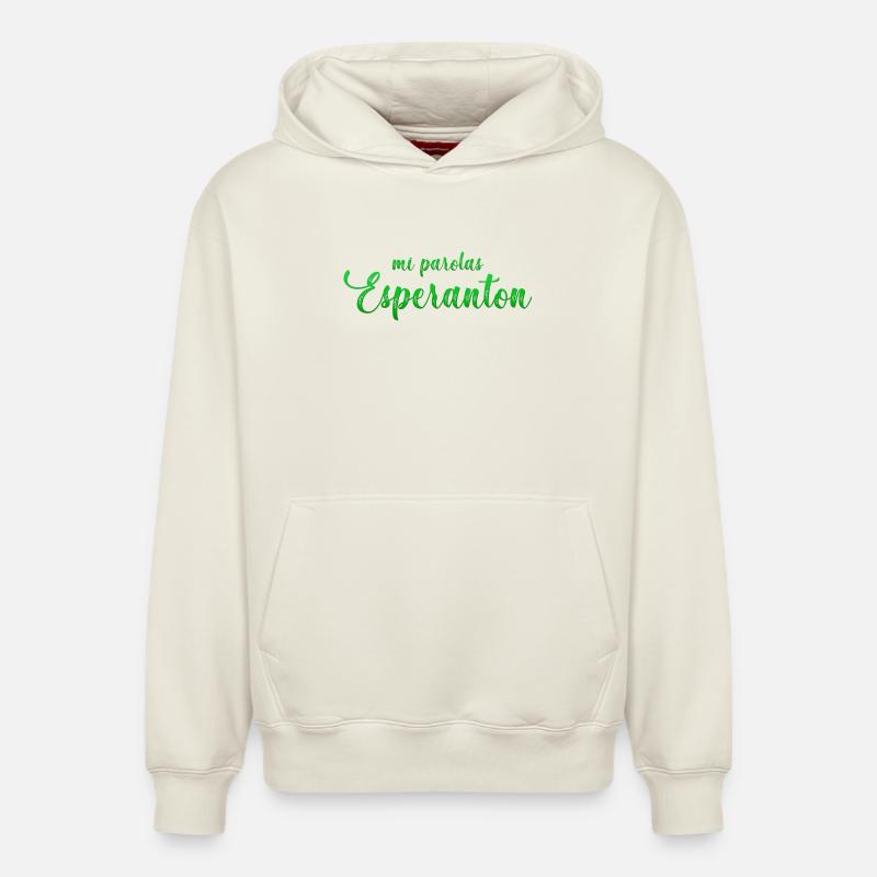 Mes parolas d’Espéranton - Sweat à capuche unisexe décontracté en coton biologique – de SPREAD - blanc cassé