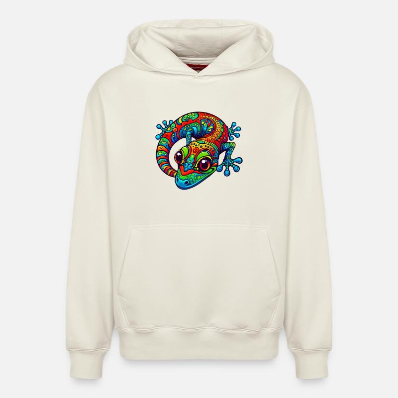 Gecko - Sweat à capuche unisexe décontracté en coton biologique – de SPREAD - blanc cassé