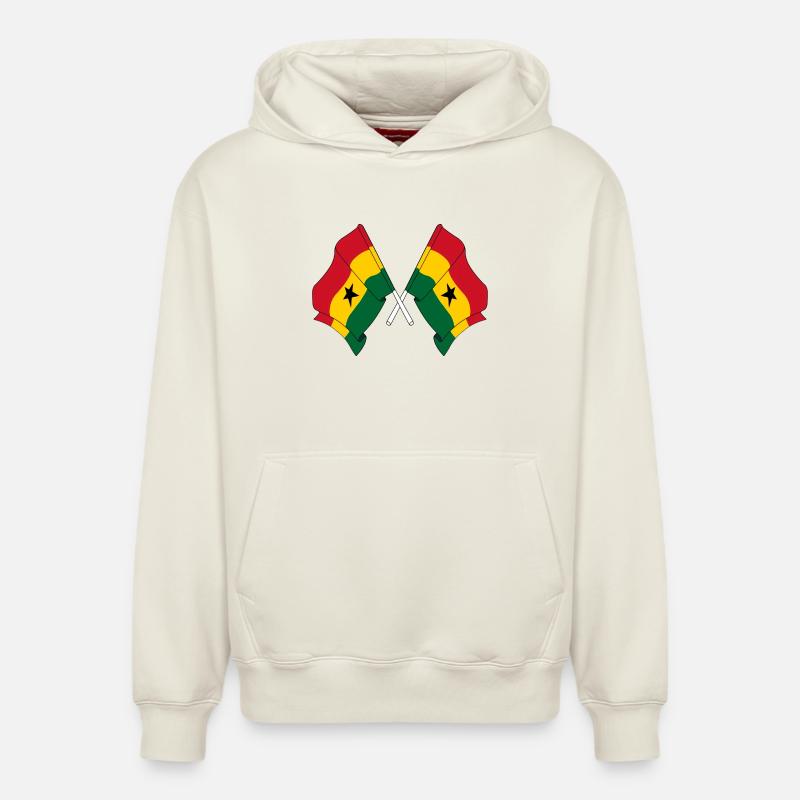 Deux drapeaux du Ghana croisés - Sweat à capuche unisexe décontracté en coton biologique – de SPREAD - blanc cassé