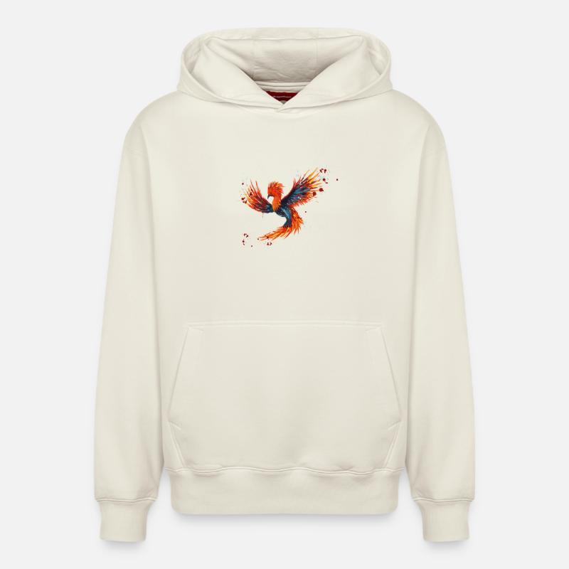 Aquarelle Phoenix - Sweat à capuche unisexe décontracté en coton biologique – de SPREAD - blanc cassé