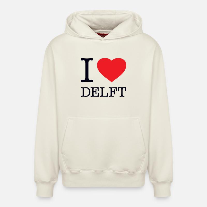 J’ADORE DELFT - Sweat à capuche unisexe décontracté en coton biologique – de SPREAD - blanc cassé