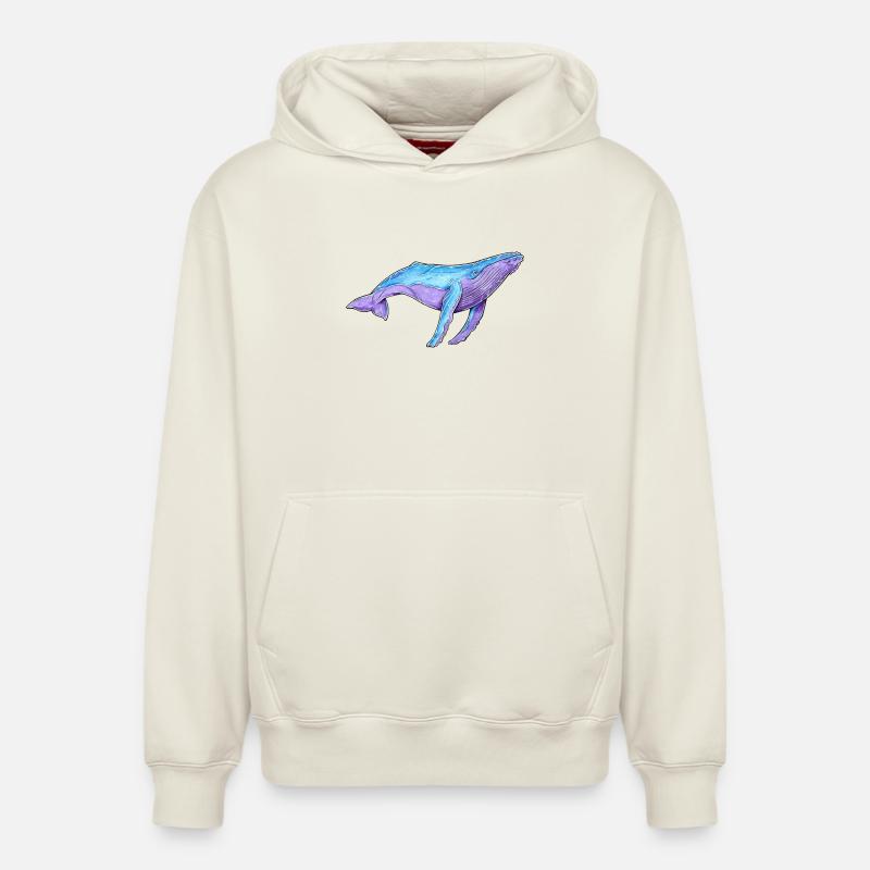 Baleine à bosse aquarelle - Sweat à capuche unisexe décontracté en coton biologique – de SPREAD - blanc cassé