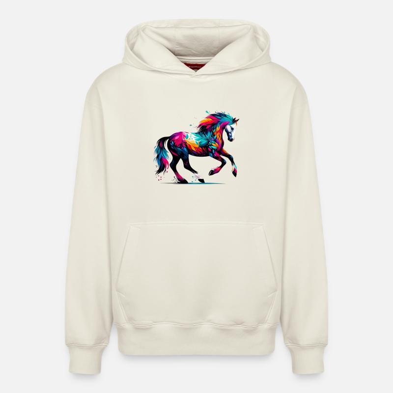Cheval - Sweat à capuche unisexe décontracté en coton biologique – de SPREAD - blanc cassé