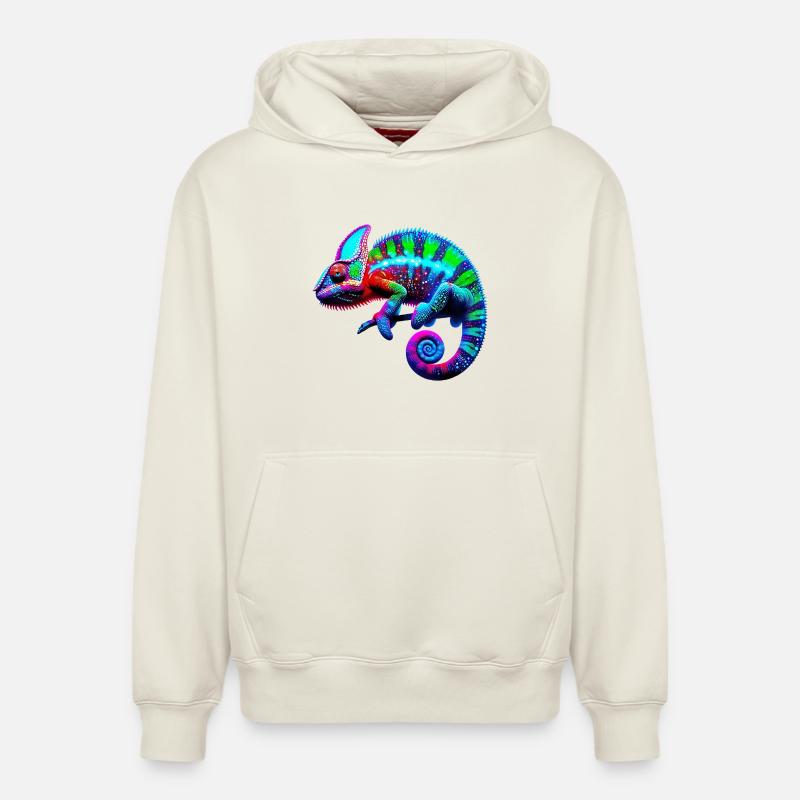 Caméléon - Sweat à capuche unisexe décontracté en coton biologique – de SPREAD - blanc cassé