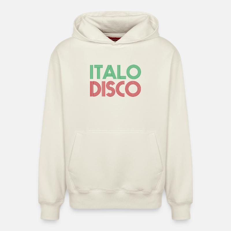 ITALO DISCO - Sweat à capuche unisexe décontracté en coton biologique – de SPREAD - blanc cassé
