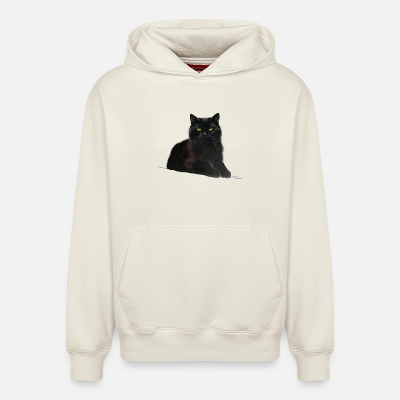 Chat - Sweat à capuche unisexe décontracté en coton biologique – de SPREAD - blanc cassé