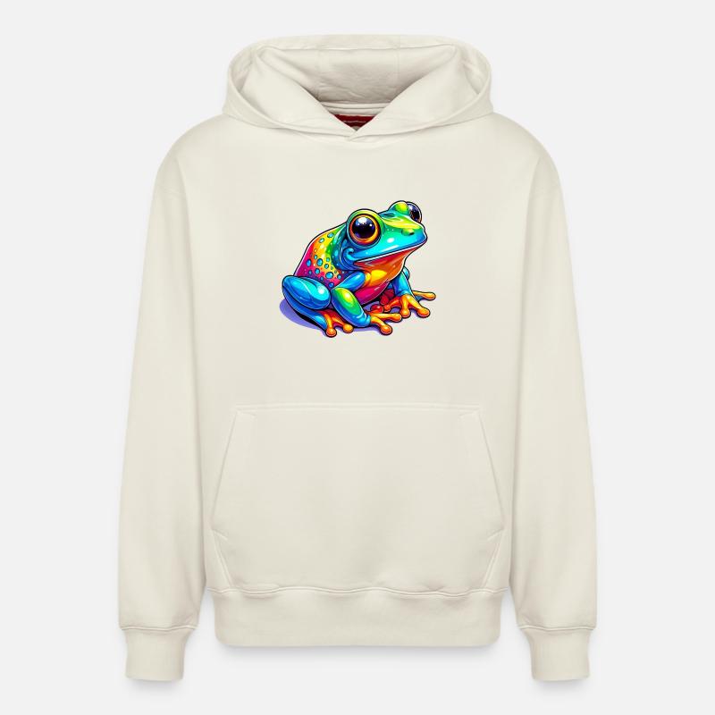 Grenouille - Sweat à capuche unisexe décontracté en coton biologique – de SPREAD - blanc cassé