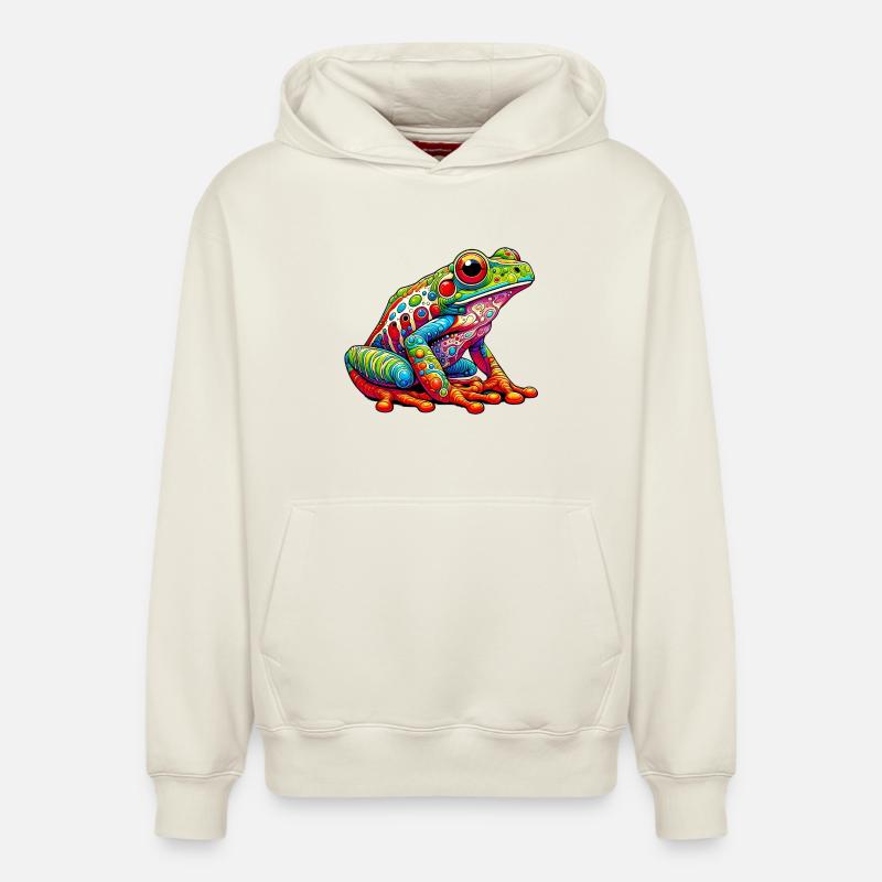 Grenouille - Sweat à capuche unisexe décontracté en coton biologique – de SPREAD - blanc cassé
