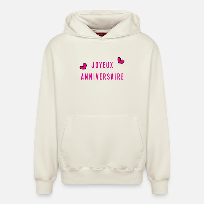 JOYEUX ANNIVERSAIRE - Sweat à capuche unisexe décontracté en coton biologique – de SPREAD - blanc cassé