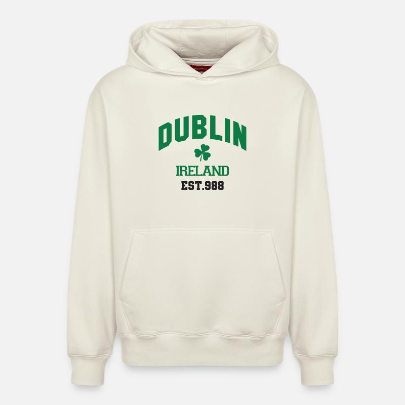 Dublin - Irlande - Sweat à capuche unisexe décontracté en coton biologique – de SPREAD - blanc cassé
