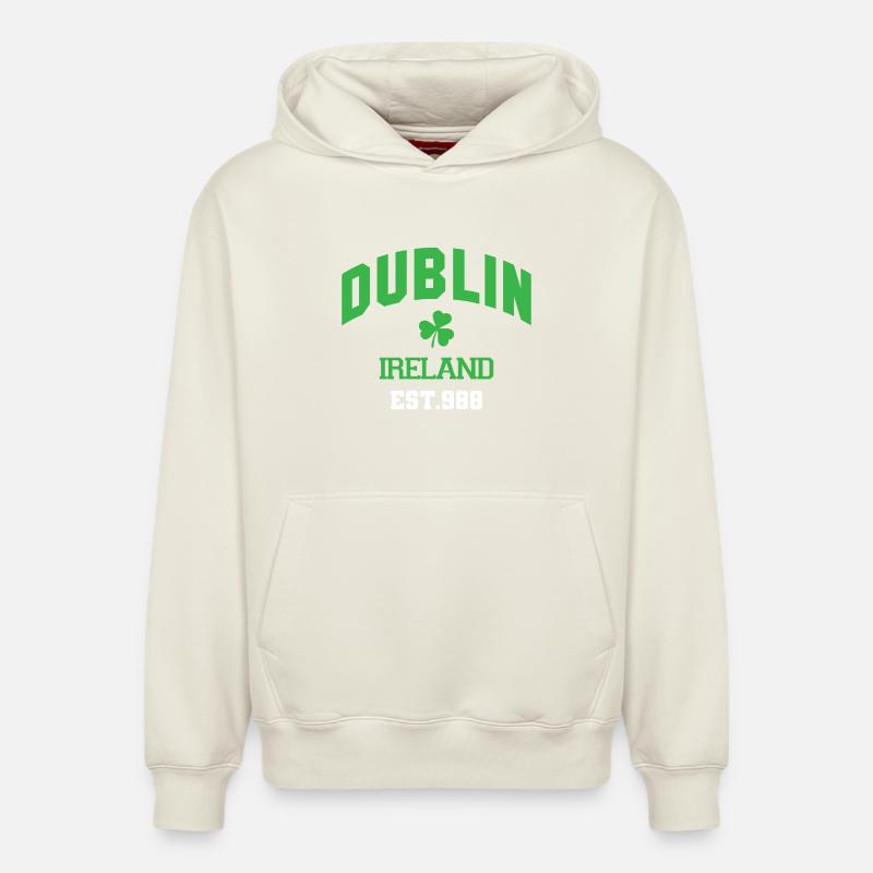 Dublin - Irlande - Sweat à capuche unisexe décontracté en coton biologique – de SPREAD - blanc cassé