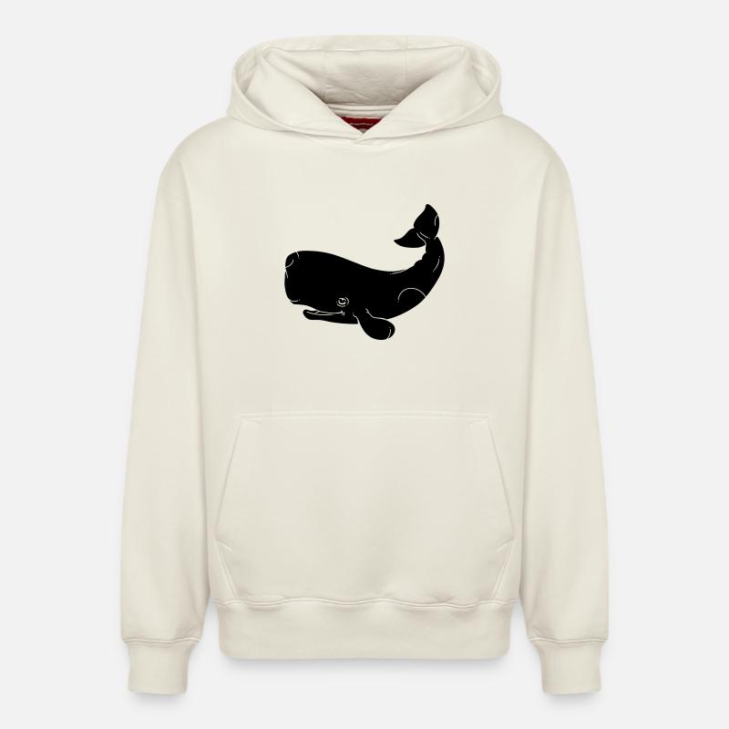 Baleine - Sweat à capuche unisexe décontracté en coton biologique – de SPREAD - blanc cassé