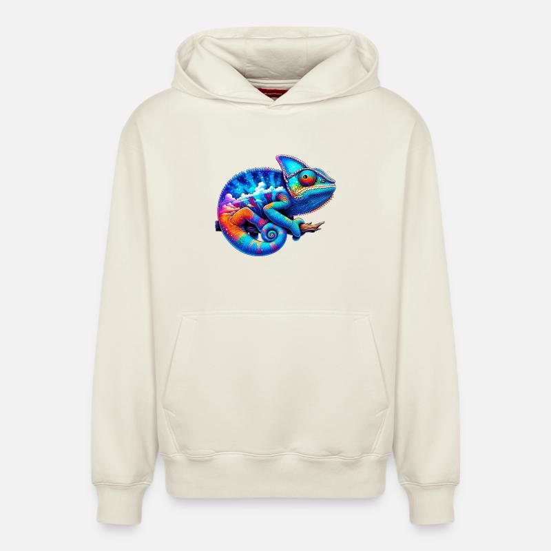 Caméléon - Sweat à capuche unisexe décontracté en coton biologique – de SPREAD - blanc cassé