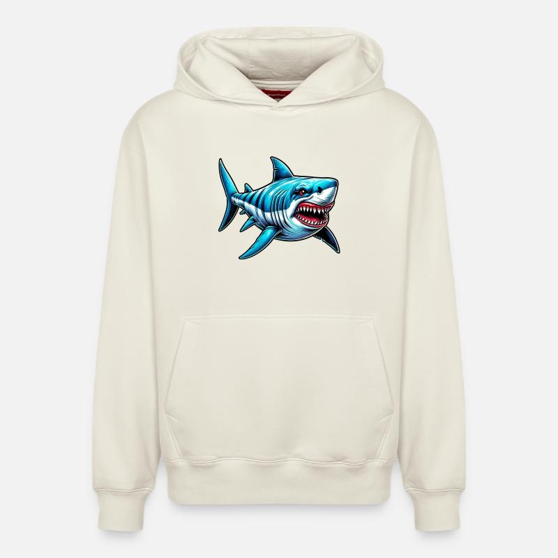 Requin - Sweat à capuche unisexe décontracté en coton biologique – de SPREAD - blanc cassé