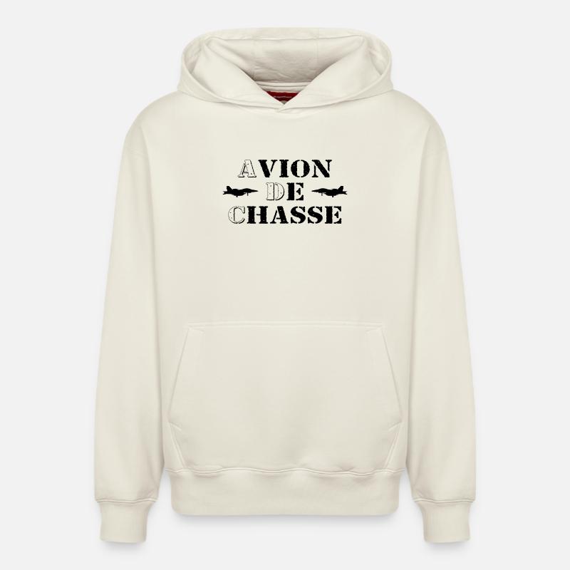 Avion de Chasse - Sweat à capuche unisexe décontracté en coton biologique – de SPREAD - blanc cassé