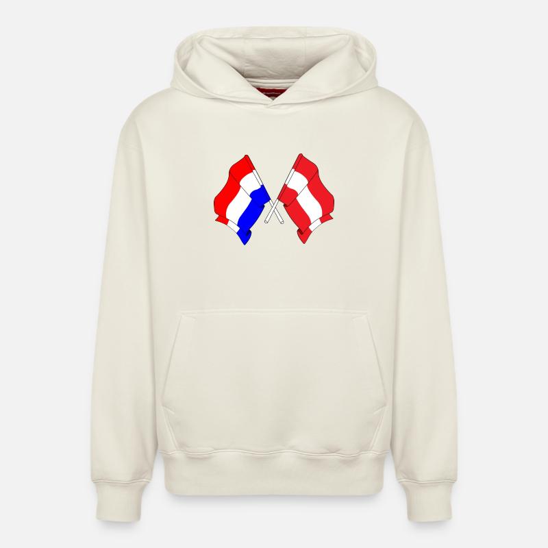 Drapeau Pays-Bas, drapeau Autriche - Sweat à capuche unisexe décontracté en coton biologique – de SPREAD - blanc cassé