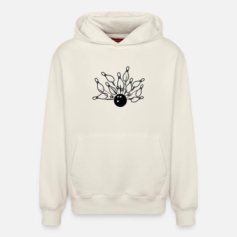 Frappe de bowling - Sweat à capuche unisexe décontracté en coton biologique – de SPREAD - blanc cassé