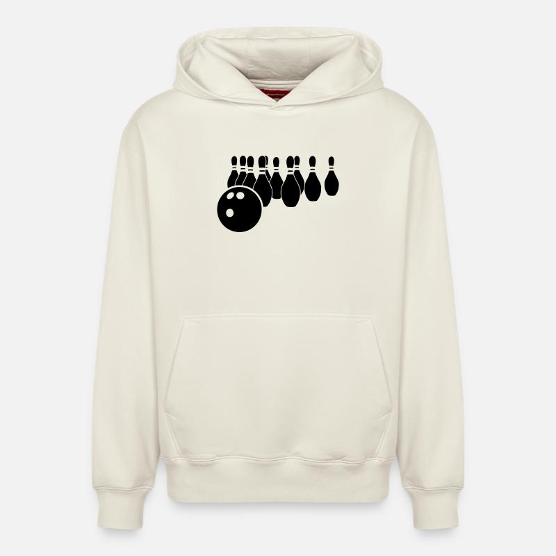 Logo de bowling - Sweat à capuche unisexe décontracté en coton biologique – de SPREAD - blanc cassé