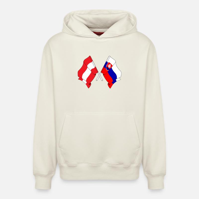 Drapeau Autriche, drapeau Slovaquie - Sweat à capuche unisexe décontracté en coton biologique – de SPREAD - blanc cassé
