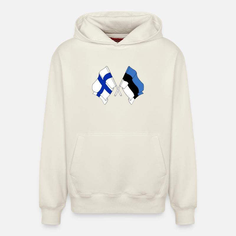 Drapeau Finlande, drapeau Estonie - Sweat à capuche unisexe décontracté en coton biologique – de SPREAD - blanc cassé