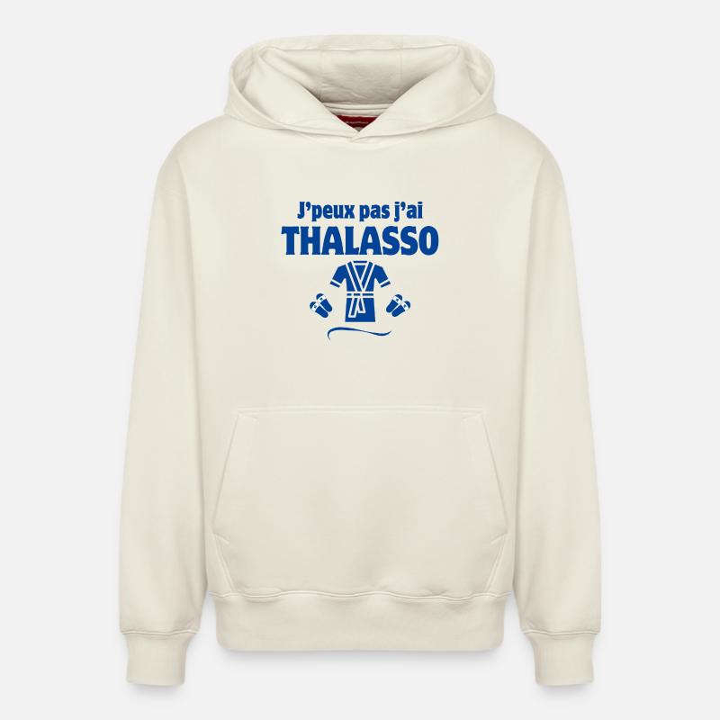 thalasso, massage, argile - Sweat à capuche unisexe décontracté en coton biologique – de SPREAD - blanc cassé
