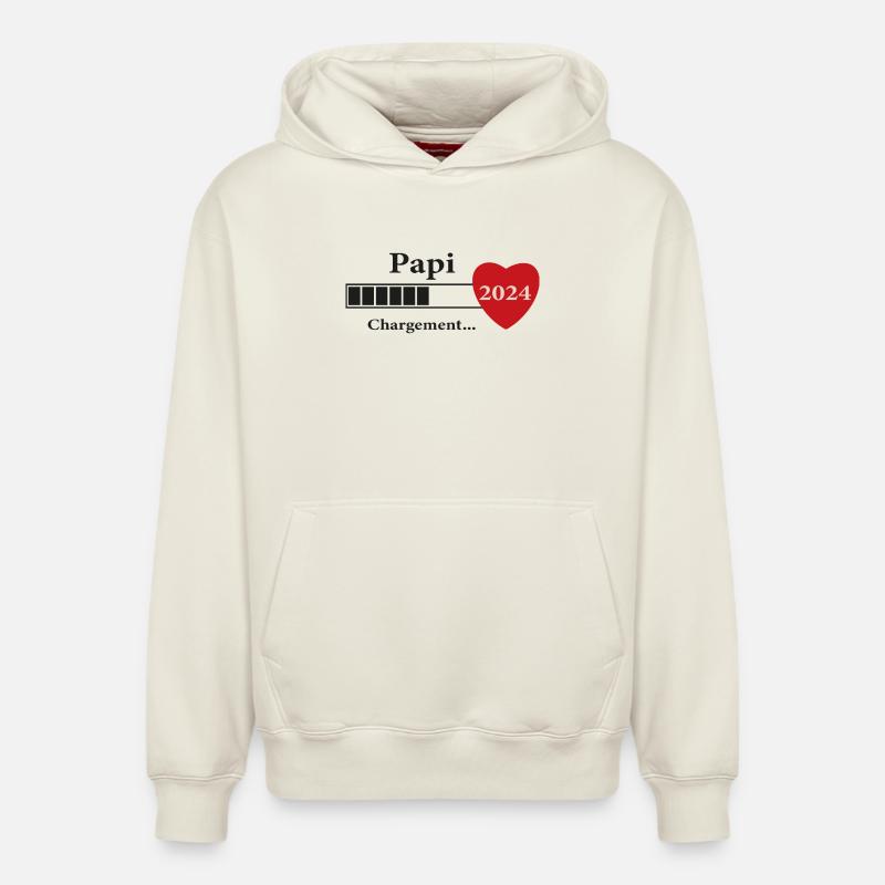 papi - futur papi chargement - Sweat à capuche unisexe décontracté en coton biologique – de SPREAD - blanc cassé