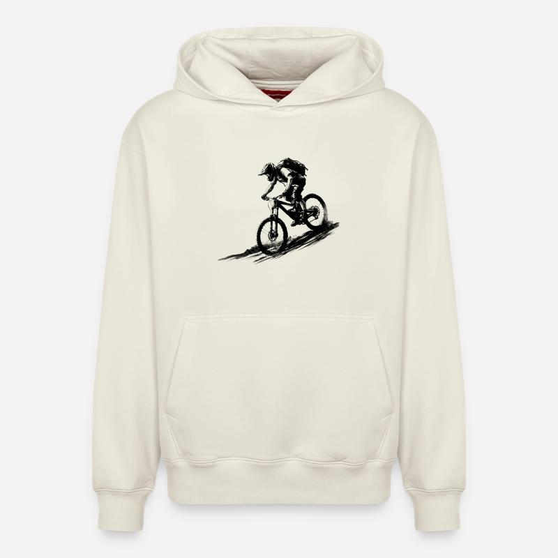 VTT Silhouette Downhill Minimal - Sweat à capuche unisexe décontracté en coton biologique – de SPREAD - blanc cassé