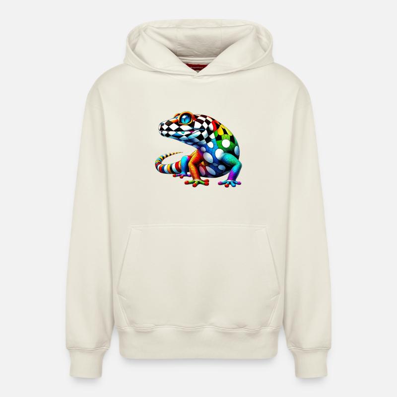 Gecko - Sweat à capuche unisexe décontracté en coton biologique – de SPREAD - blanc cassé
