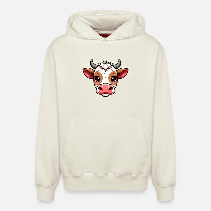 Vache - Sweat à capuche unisexe décontracté en coton biologique – de SPREAD - blanc cassé
