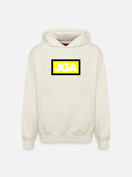 JGA SIMPLE - Emblem 3C - Relaxed Unisex Organic Hoodie – by SPREAD - off white