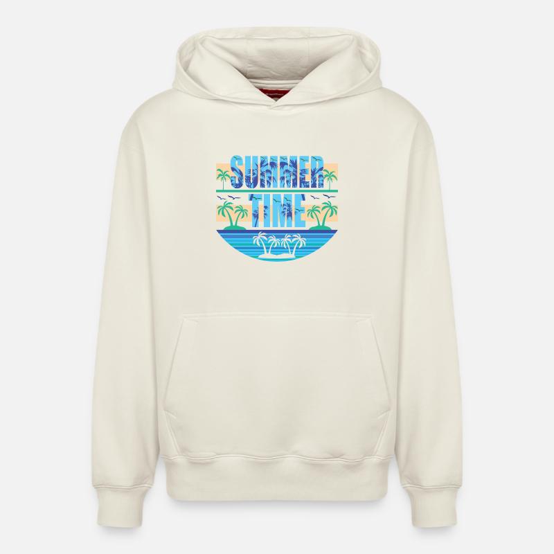 Heure d'été - Sweat à capuche unisexe décontracté en coton biologique – de SPREAD - blanc cassé