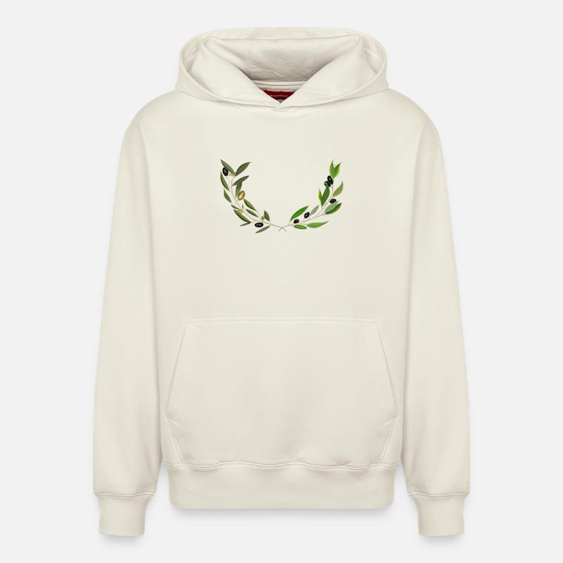 Branches d'olivier Marseille handmade - Sweat à capuche unisexe décontracté en coton biologique – de SPREAD - blanc cassé