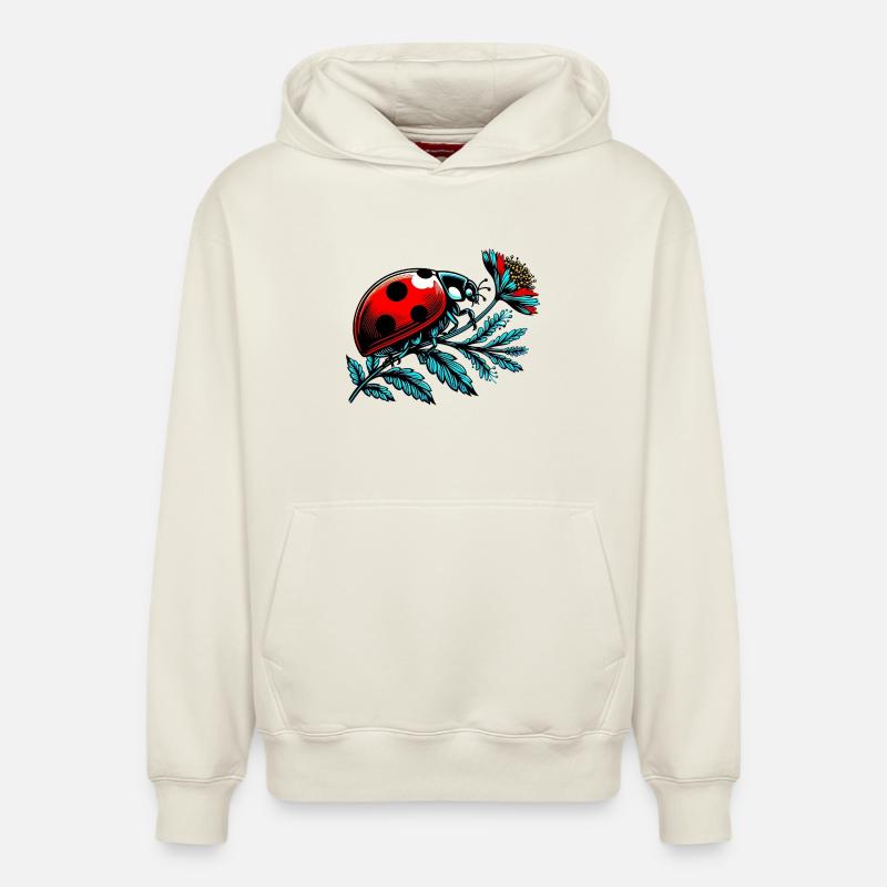 Coccinelle - Sweat à capuche unisexe décontracté en coton biologique – de SPREAD - blanc cassé