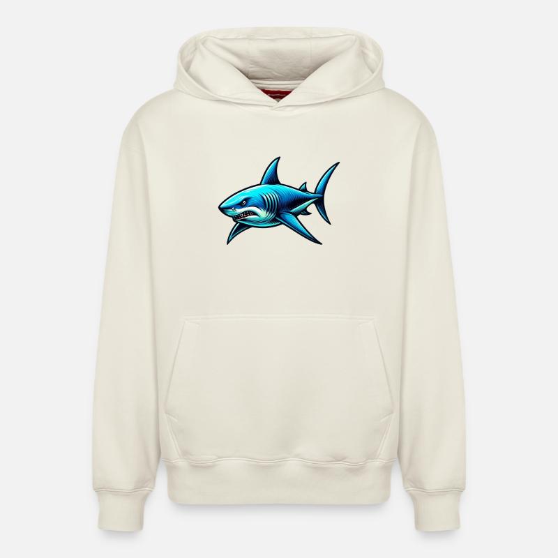 Requin - Sweat à capuche unisexe décontracté en coton biologique – de SPREAD - blanc cassé