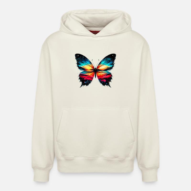 Papillon - Sweat à capuche unisexe décontracté en coton biologique – de SPREAD - blanc cassé