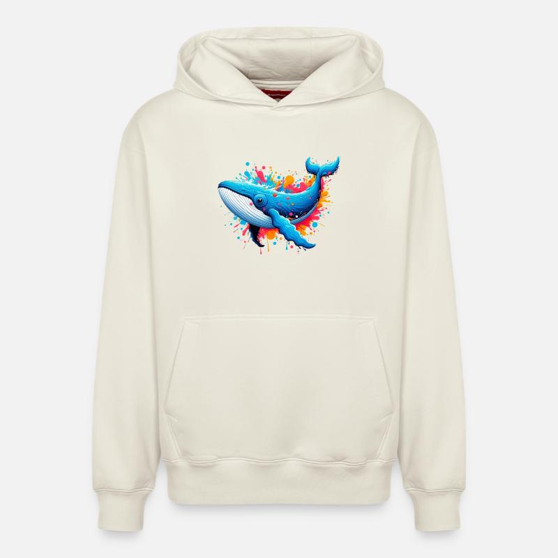 Baleine - Sweat à capuche unisexe décontracté en coton biologique – de SPREAD - blanc cassé
