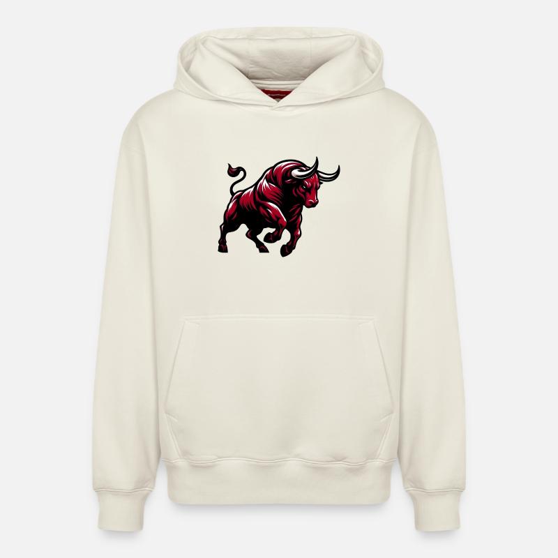 Taureau - Sweat à capuche unisexe décontracté en coton biologique – de SPREAD - blanc cassé