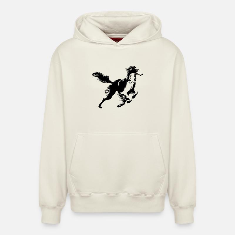 Barzoï - Sweat à capuche unisexe décontracté en coton biologique – de SPREAD - blanc cassé