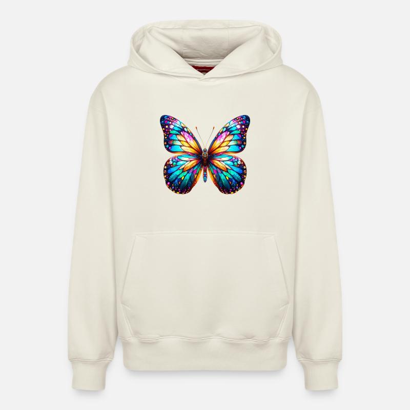 Papillon - Sweat à capuche unisexe décontracté en coton biologique – de SPREAD - blanc cassé