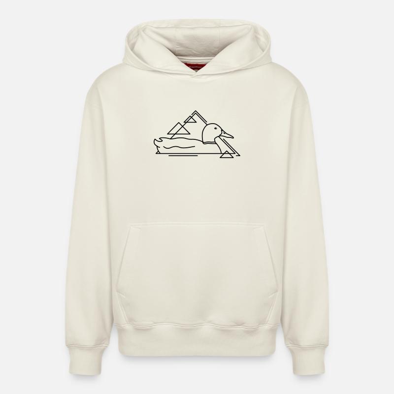 Canard flottant au design géométrique - Sweat à capuche unisexe décontracté en coton biologique – de SPREAD - blanc cassé