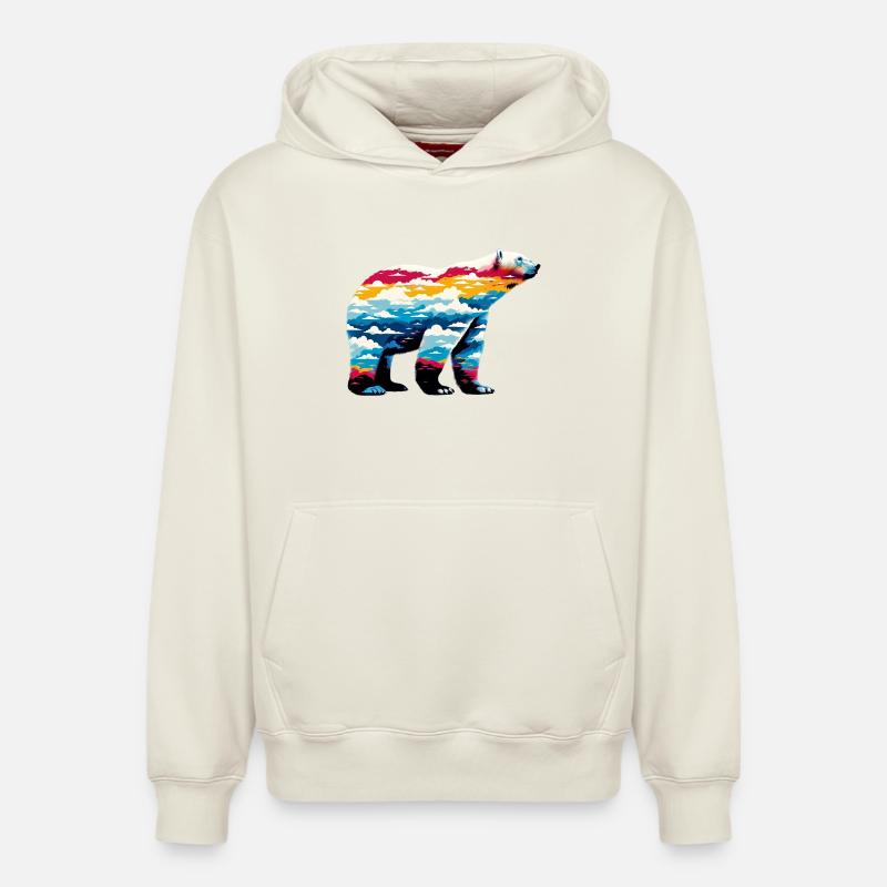 Ours blanc - Sweat à capuche unisexe décontracté en coton biologique – de SPREAD - blanc cassé