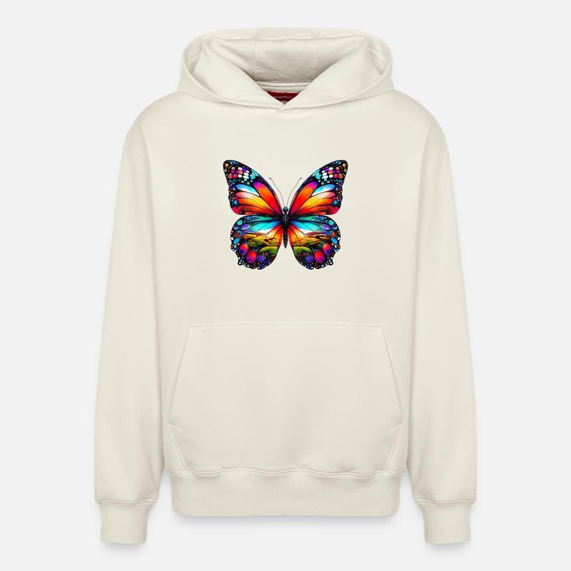 Papillon - Sweat à capuche unisexe décontracté en coton biologique – de SPREAD - blanc cassé