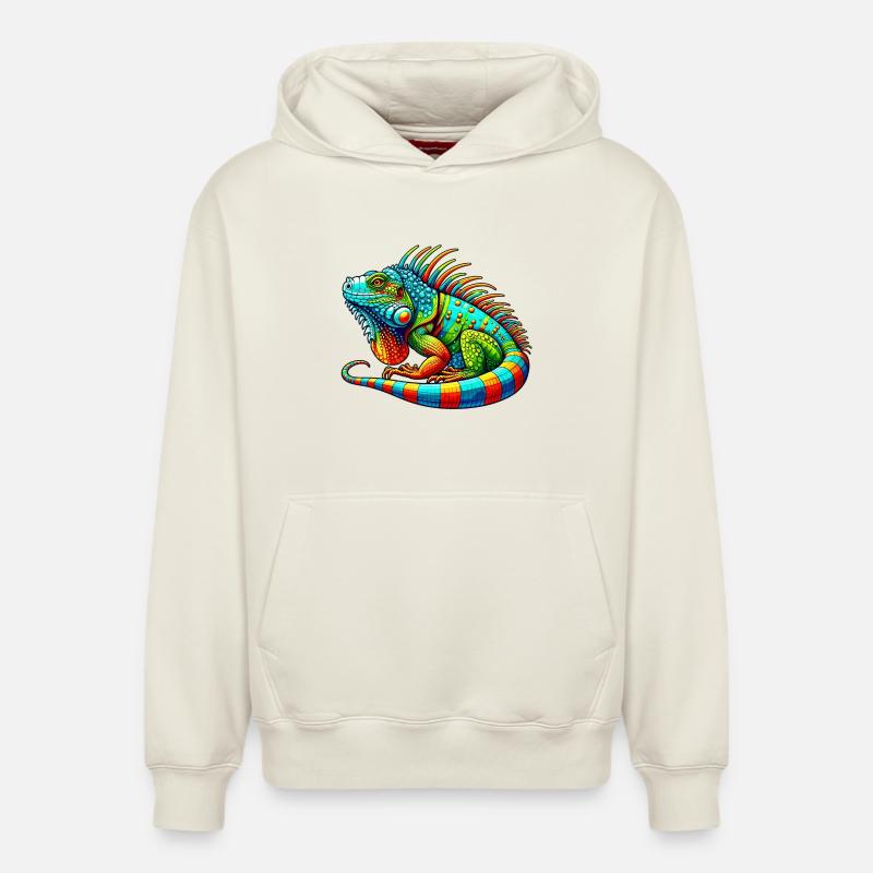 Iguane - Sweat à capuche unisexe décontracté en coton biologique – de SPREAD - blanc cassé