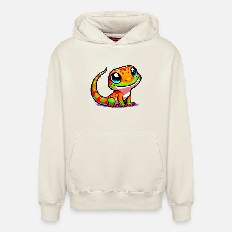Gecko - Sweat à capuche unisexe décontracté en coton biologique – de SPREAD - blanc cassé