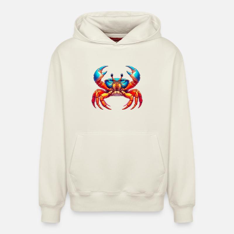 Crabe - Sweat à capuche unisexe décontracté en coton biologique – de SPREAD - blanc cassé